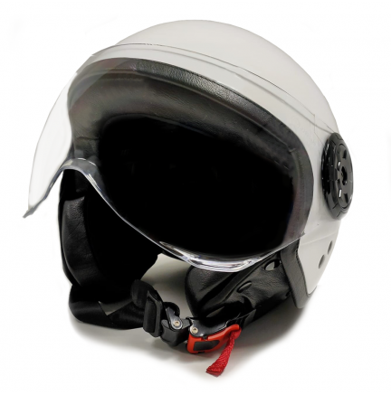 Capacete branco para motocicleta com óculos de proteção tamanho M