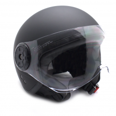 Capacete preto para moto com óculos de proteção tamanho S