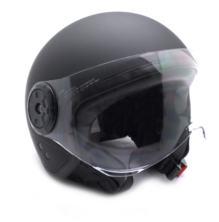 Capacete preto para moto com óculos de proteção tamanho S