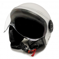 Capacete branco para motocicleta com óculos de proteção Tamanho S